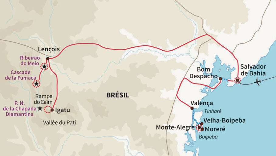 Carte Etat de bahia Brésil