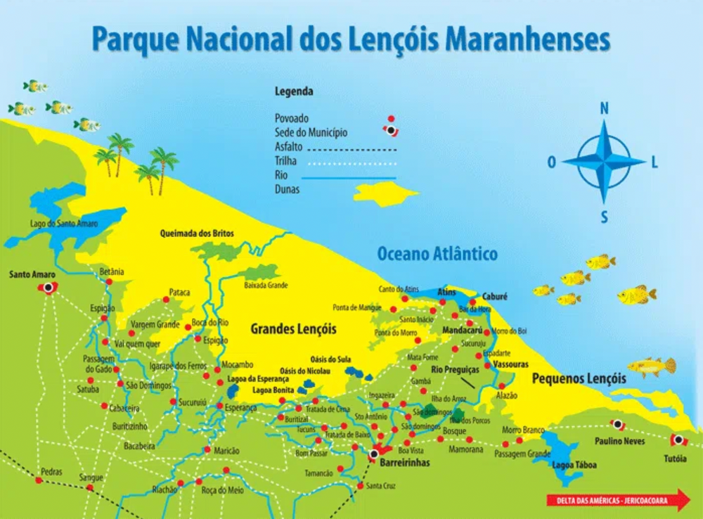 carte parc national Lençóis brésil 