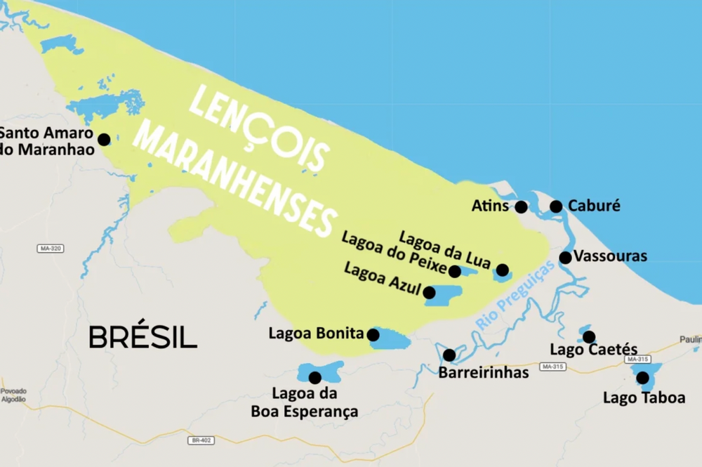 carte atins Lençóis maranhenses lagoa 