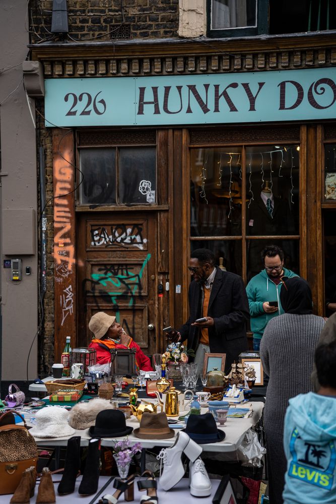Stand vintage Brick Lane Market Shoreditch Londres