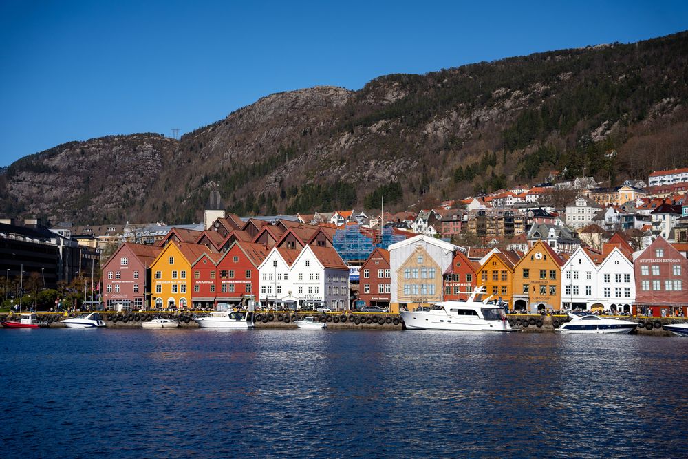 Marché aux poissons Bergen Norvège, maisons colorées