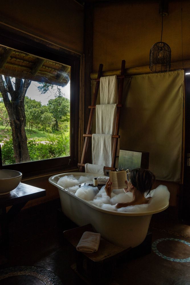 Baignoire Rhino Post Safari Camp Lodge Parc Kruger Afrique du Sud Safari