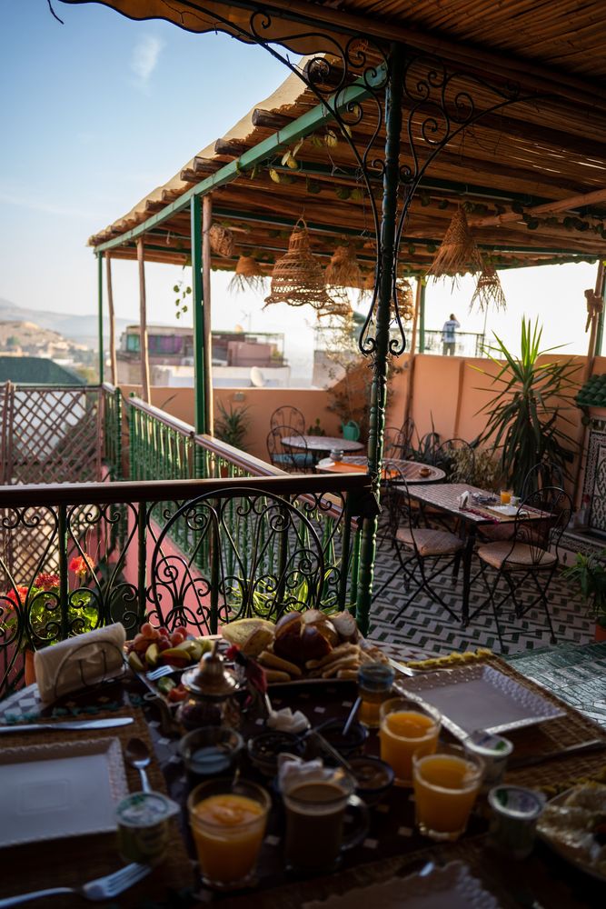 Fès Maroc Rooftop Petit-déjeuner