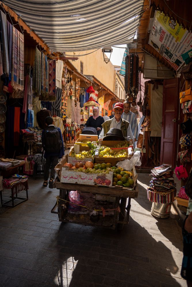 Fès Maroc ruelles médina vendeur ambulant