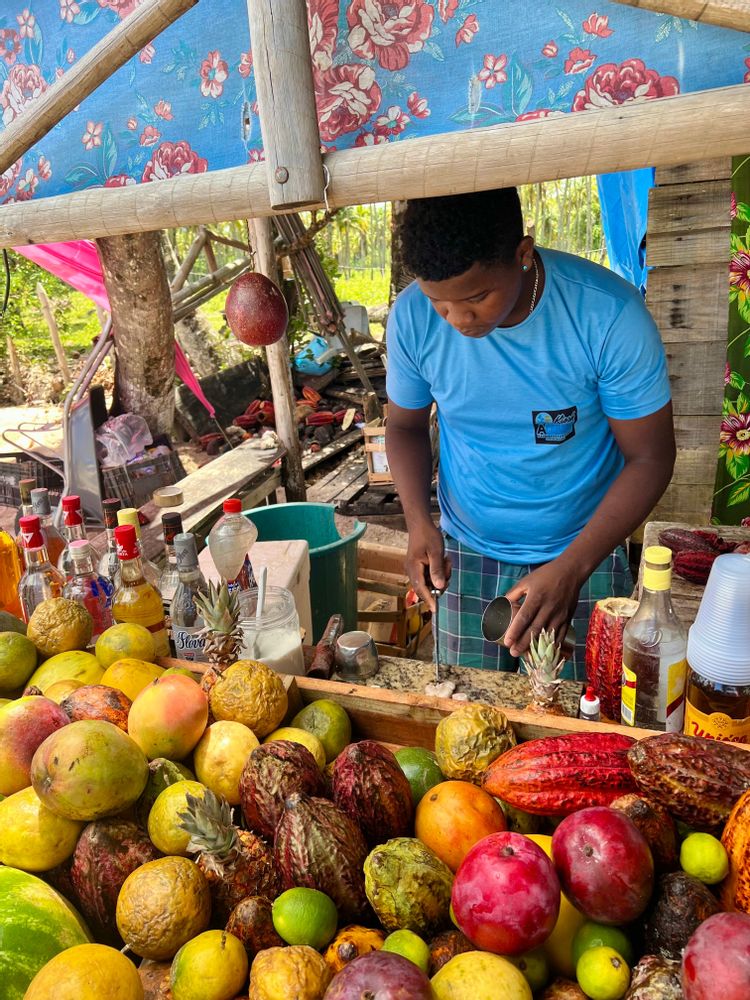 Fruits cocktails smoothies sur la plage Boipeba Morro de Sao Paulo Brésil