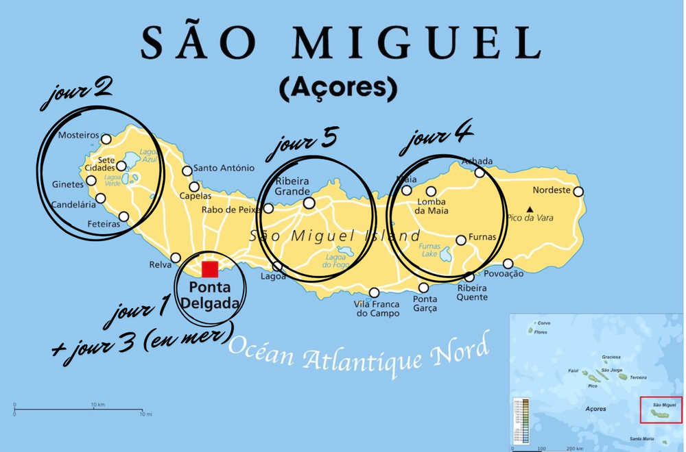 Itinéraire 5 jours Sao Miguel Açores