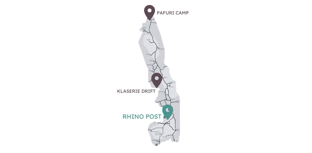 Carte des meilleurs lodges du Parc Kruger Afrique du Sud 