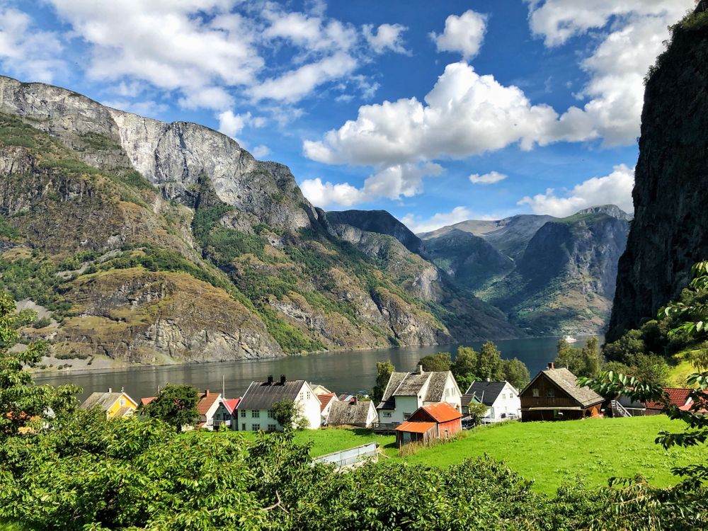Petit village en bord de fjord Undredal Norvège