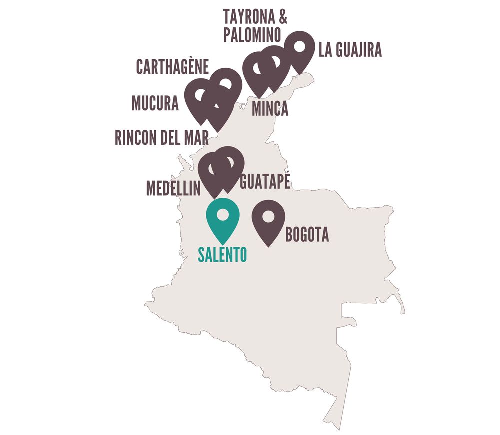 Carte Colombie - itinéraire de 3 semaines en Colombie