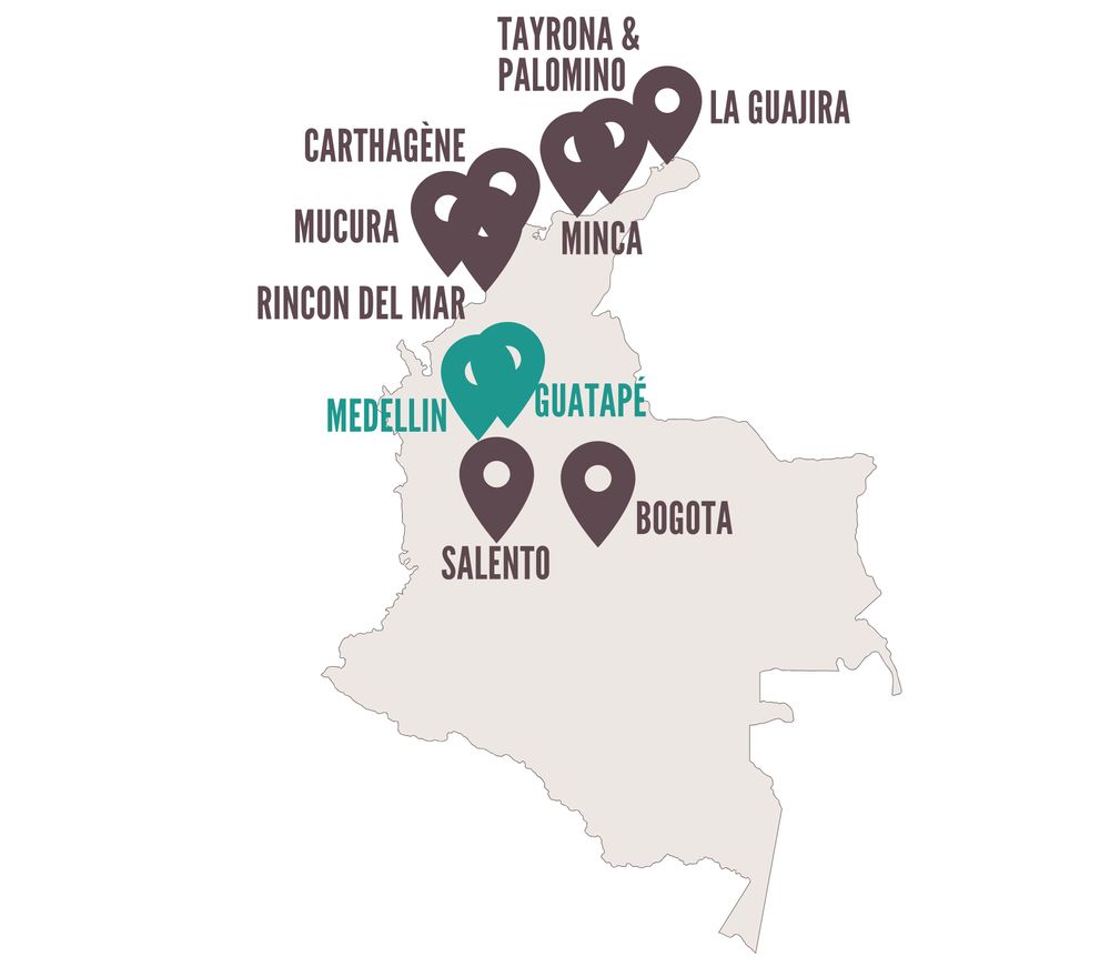 Carte Colombie - itinéraire de 3 semaines en Colombie