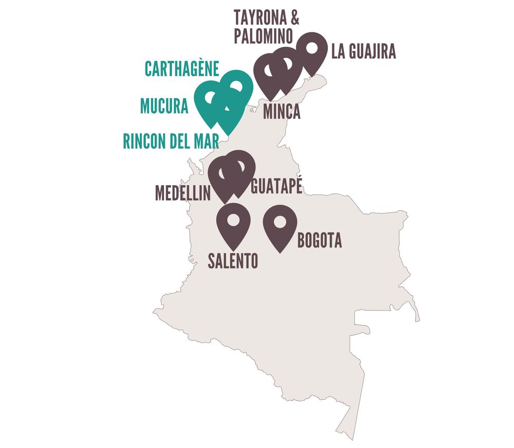 Carte Colombie - itinéraire de 3 semaines en Colombie