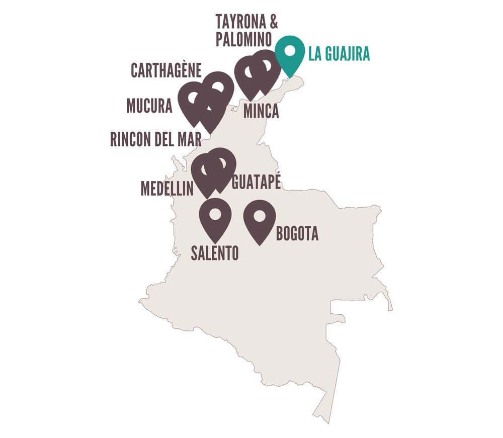 Carte Colombie - itinéraire de 3 semaines en Colombie