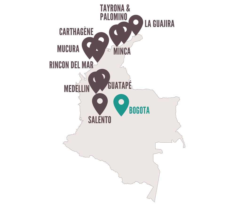 Carte Colombie - itinéraire de 3 semaines en Colombie