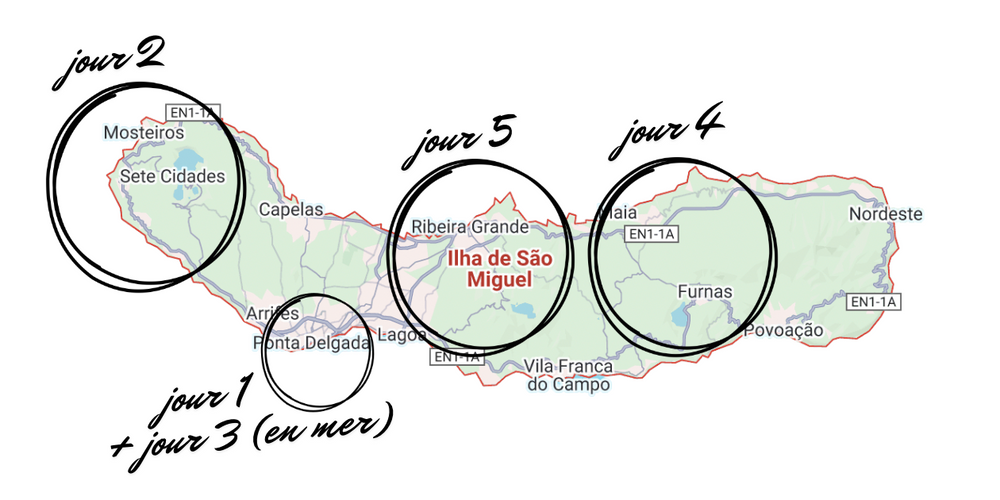 Itineraire Açores Sao Miguel