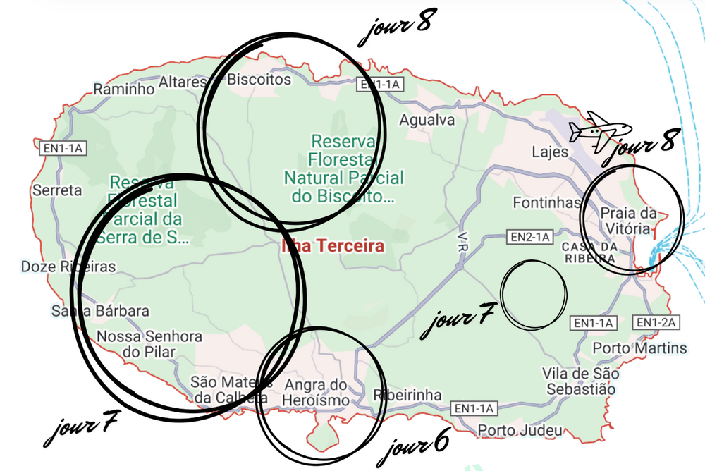 Itineraire Terceira Açores carte