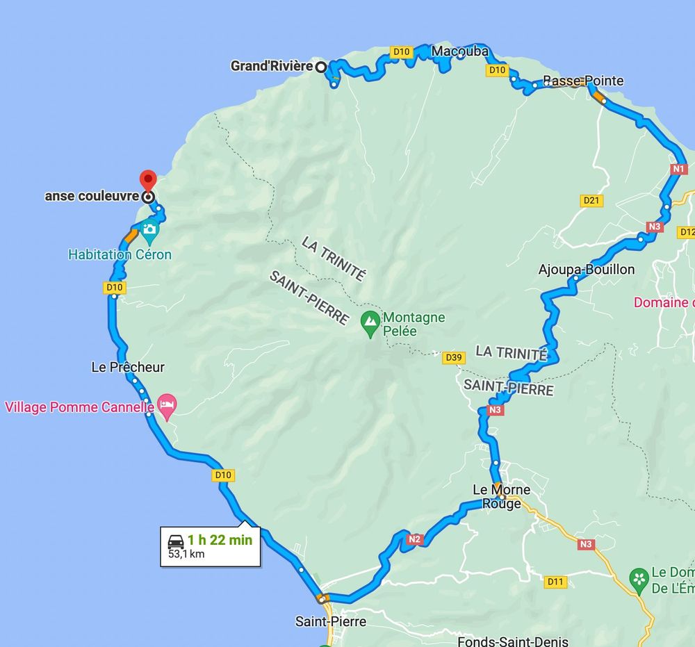 trajet en voiture precheur grand riviere