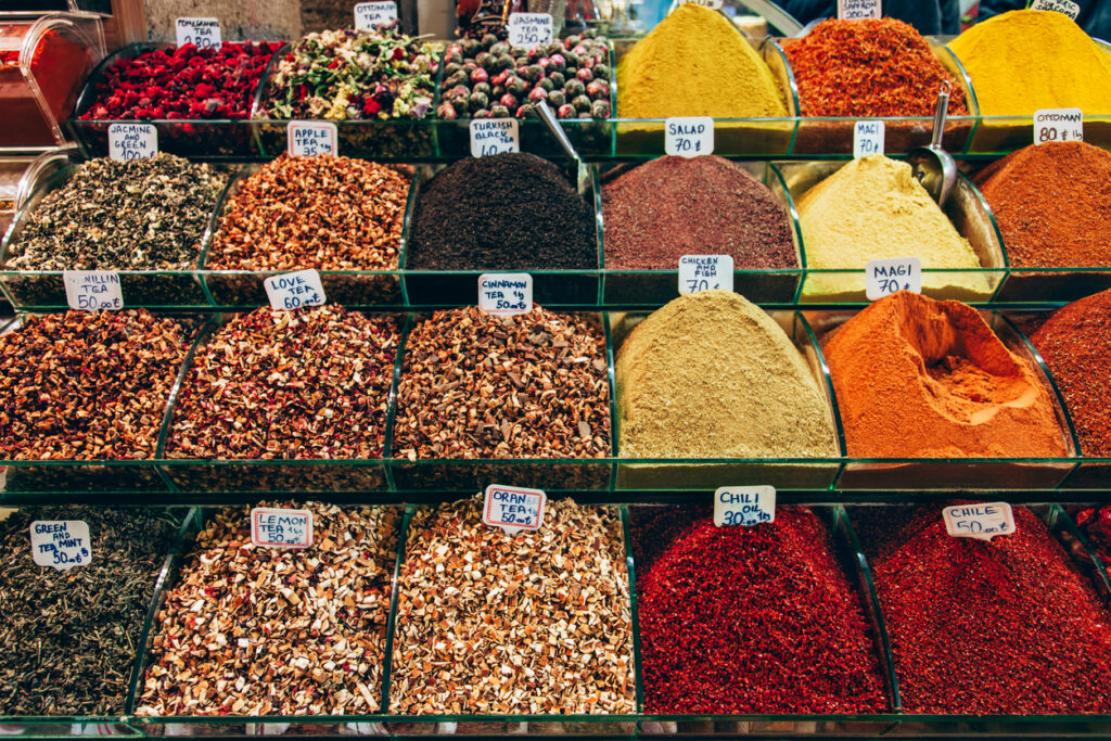 Background texture with spices Spice market