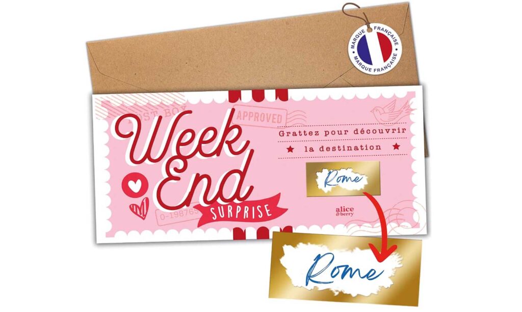 Carte à gratter week-end surprise en couple
