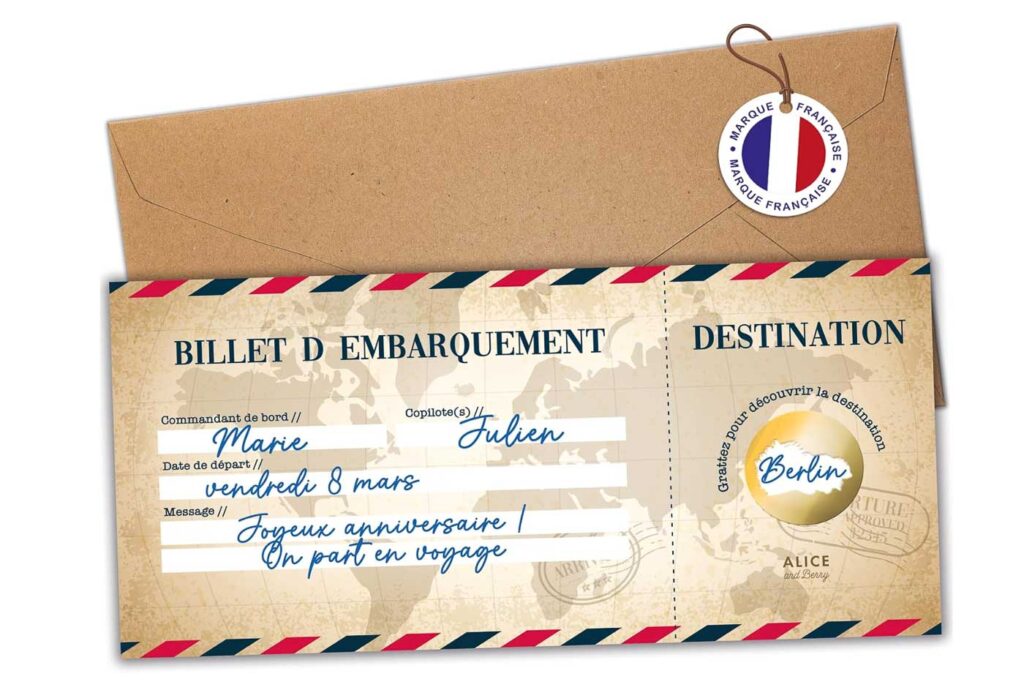 Billet d'avion à gratter pour offrir un voyage